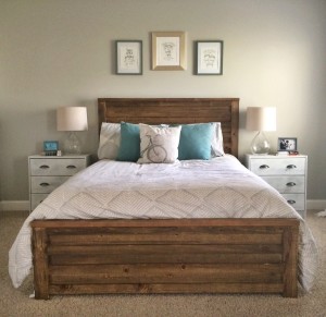 Marriage Mission Statement, Rustic Bed frame, DIY dresser, Maps, Neutral Bedroom, Behr Dolphin Fin
