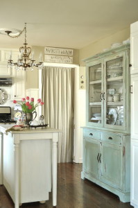 Decorating in Seasons Light Blue Hutch Kitchen