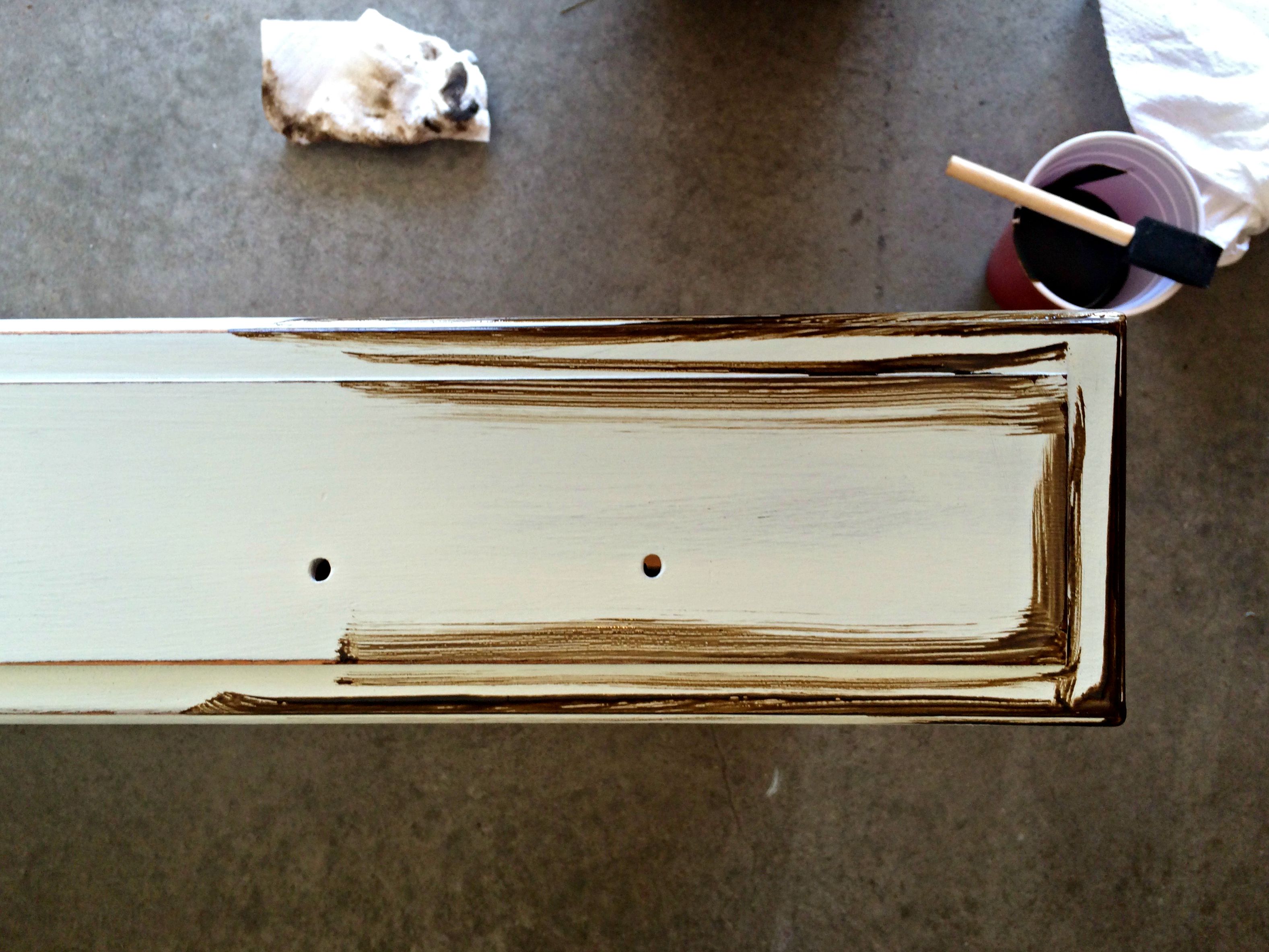 How To Paint And Distress A Wood Hutch Antiquing Glaze