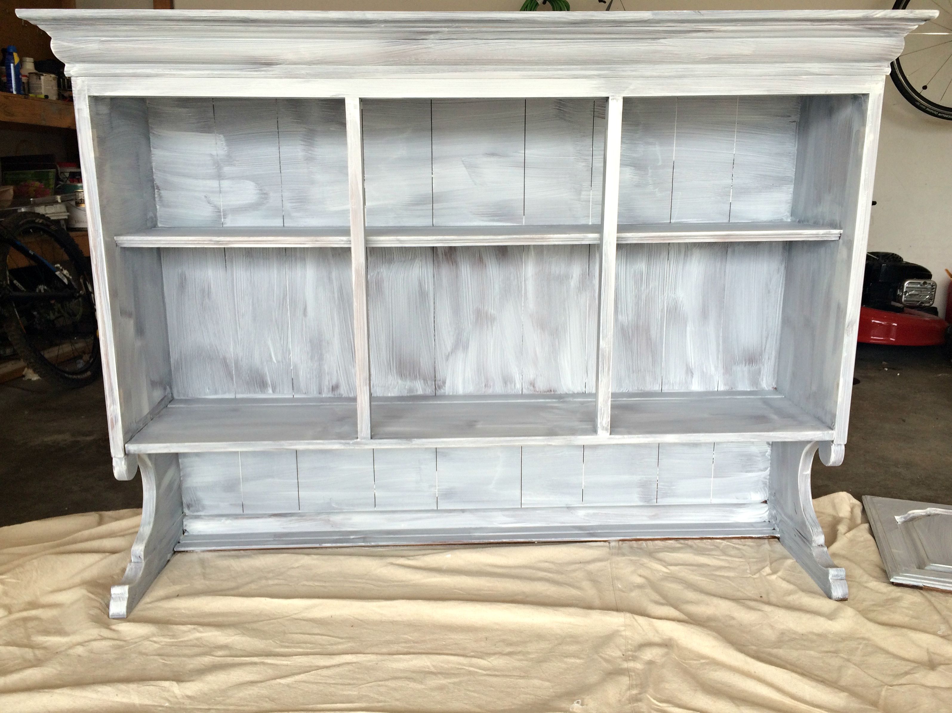 How To Paint And Distress A Wood Hutch Coat of Primer