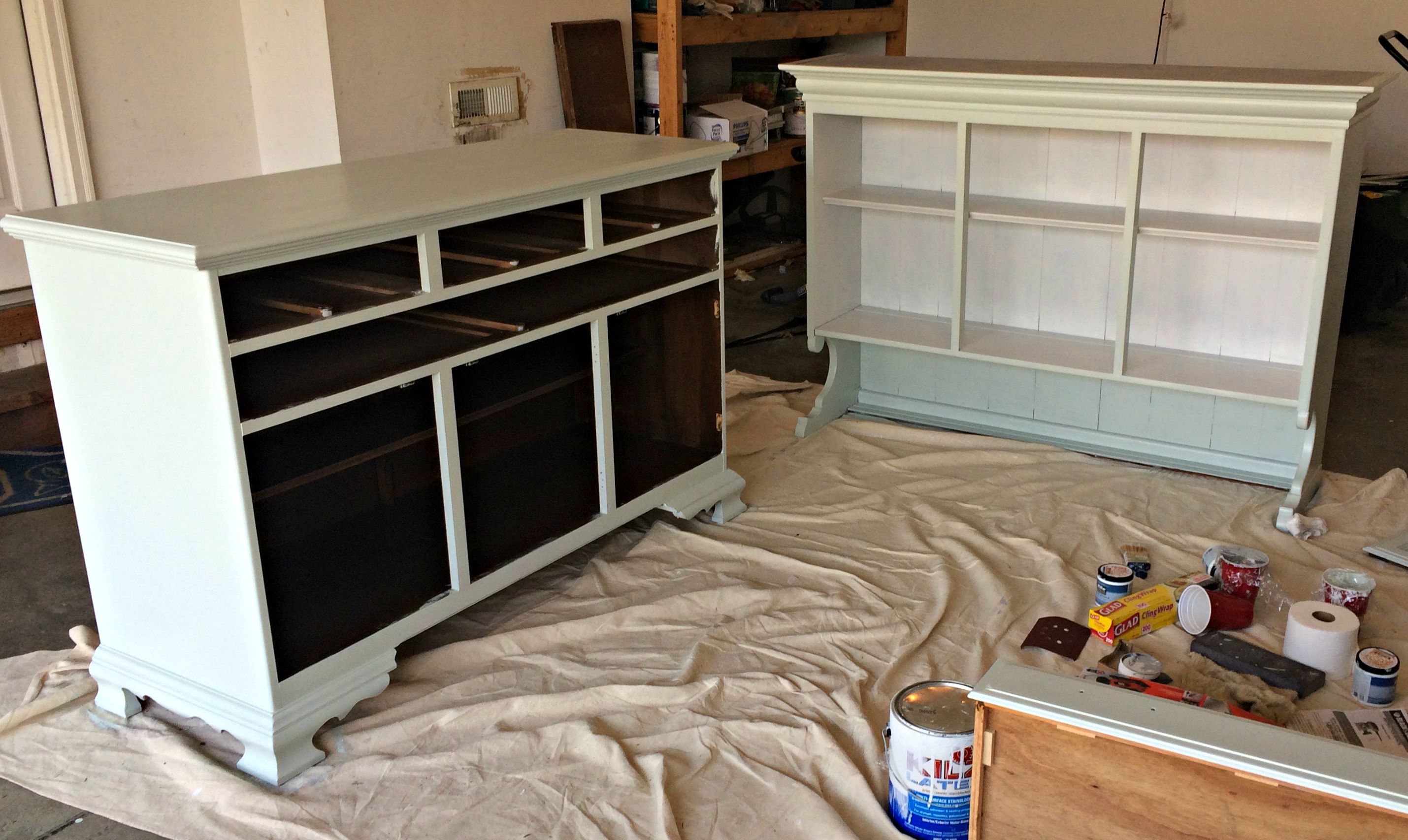 How To Paint And Distress A Wood Hutch Lighter Paint Coat