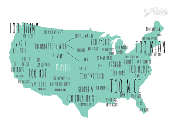 US Stereotypes Map Etsy