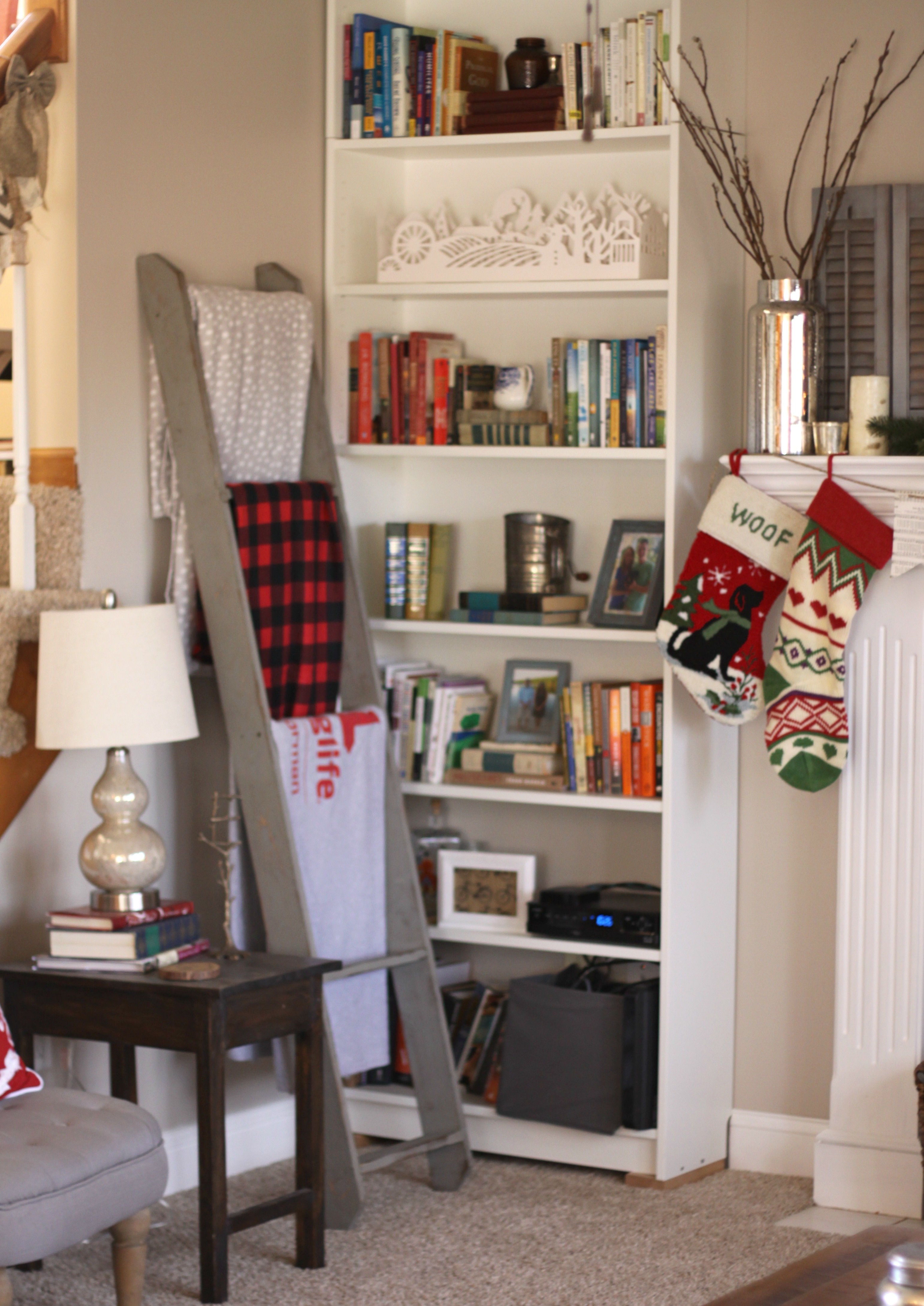 Beautiful Christmas home tour with neutrals, vintage touches, and pops of red and green! So many pretty and easy ideas!