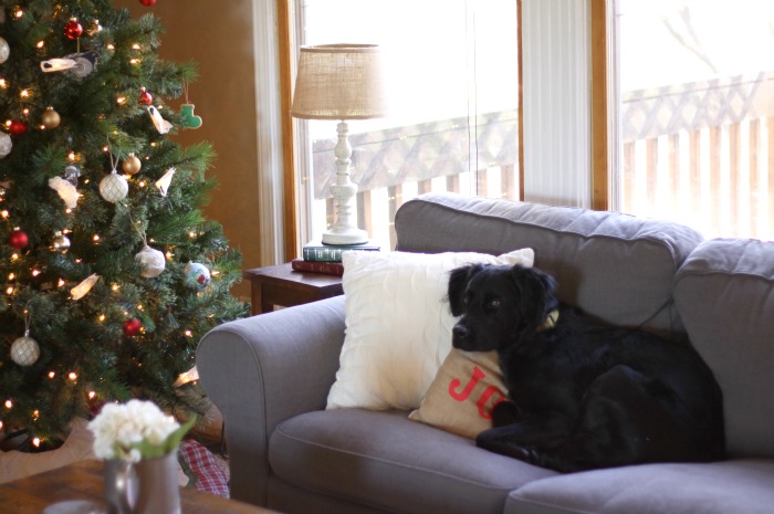 Beautiful Christmas home tour with neutrals, vintage touches, and pops of red and green! So many pretty and easy ideas!