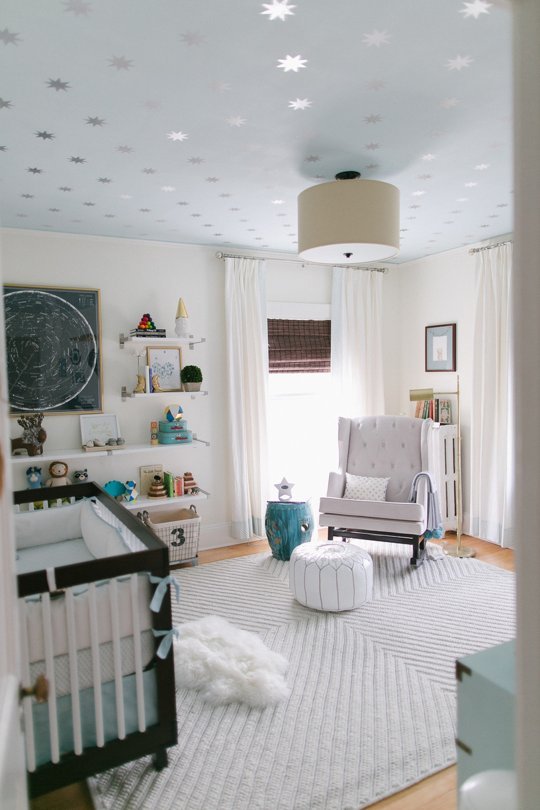 Starry Space Theme Neutral Gray Boy Nursery Inspiration