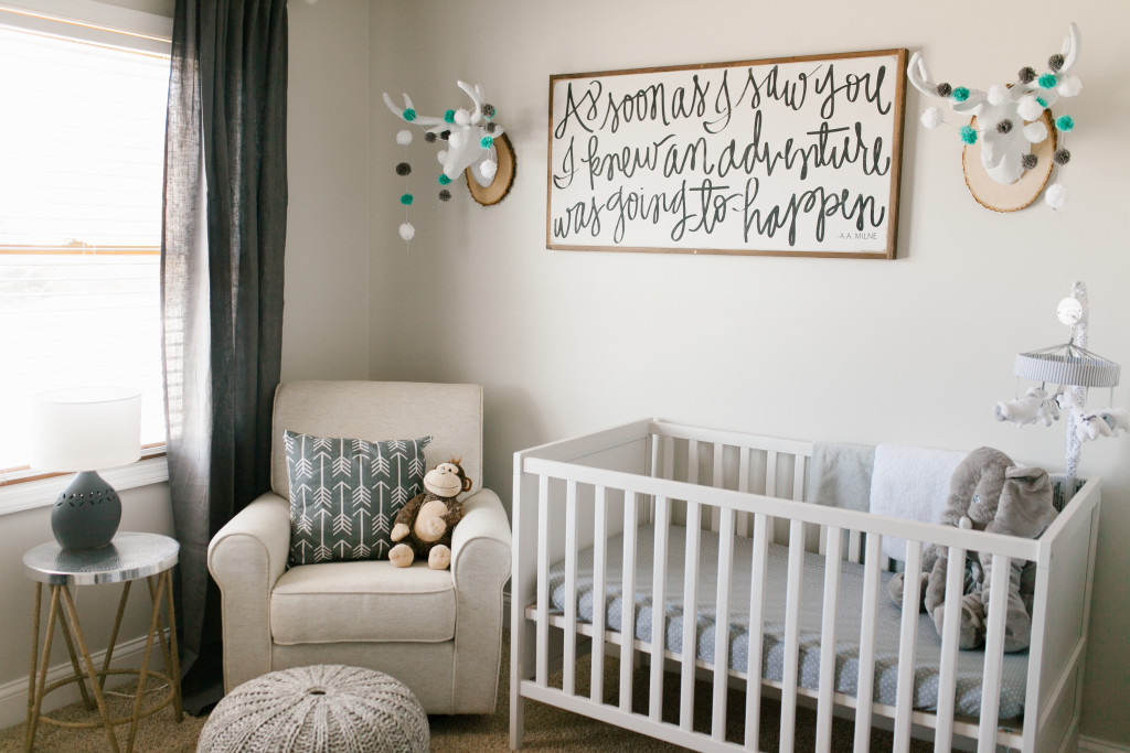 Caleb's Rustic Neutral Nursery Reveal With White, Gray, and Wood Accents Whole Room