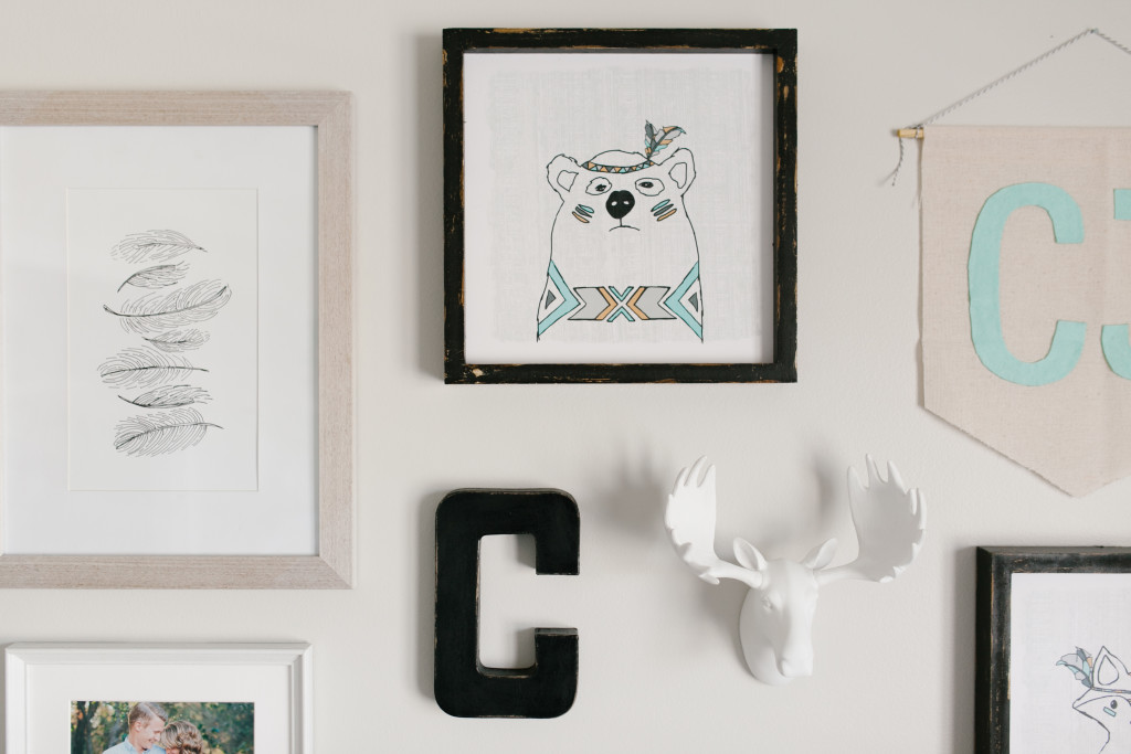 Caleb's Rustic Neutral Nursery Reveal With White, Gray, and Wood Accents and Rustic Woodland Gallery Wall