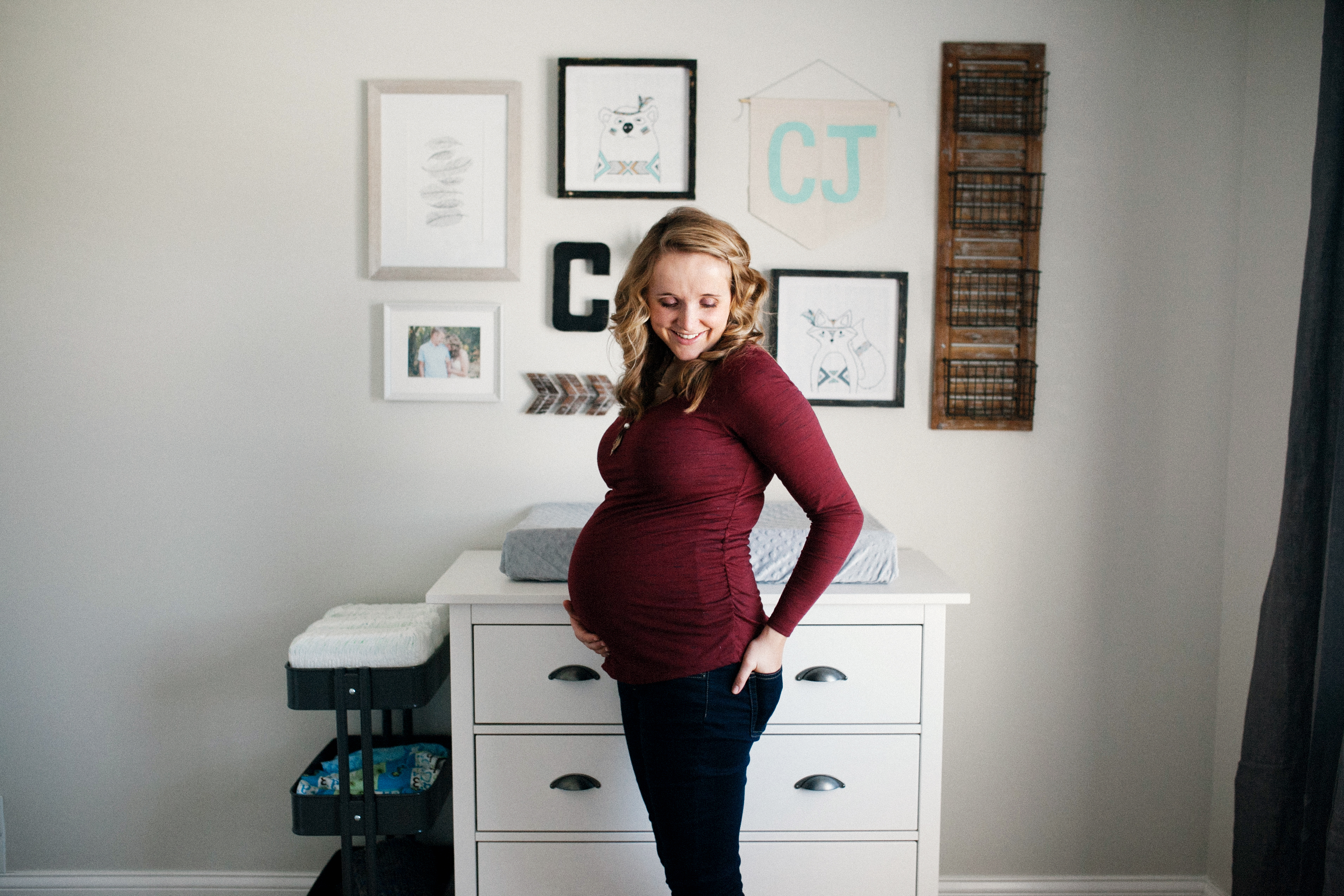 Eight Month Pregnancy Update Bump and Gallery Wall