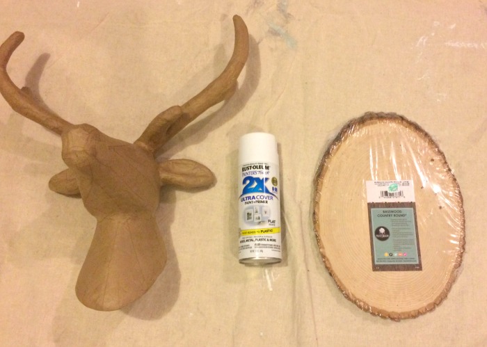 DIY White Mounted Deer Head Spray Painting