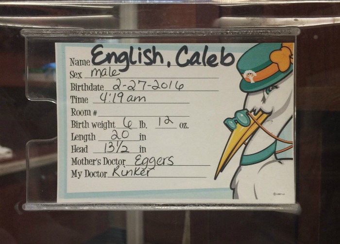 Caleb Birth Story Sign