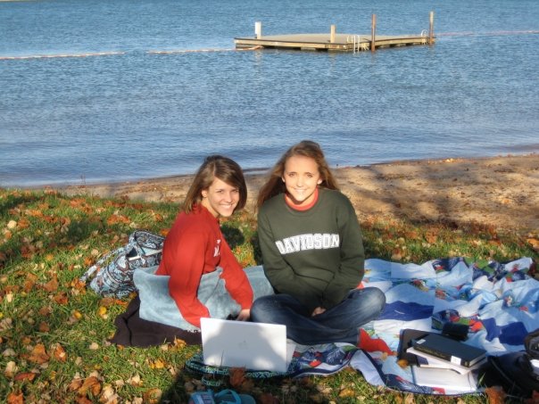 "Studying" at Davidson's beautiful lake campus on Lake Norman