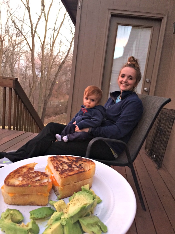 Breakfast on the porch with daddy!